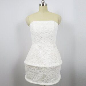 NWT Rare London White Hoop Mini Dress Laser Cut Lace Sz US 8/UK 12  SUPER UNIQUE